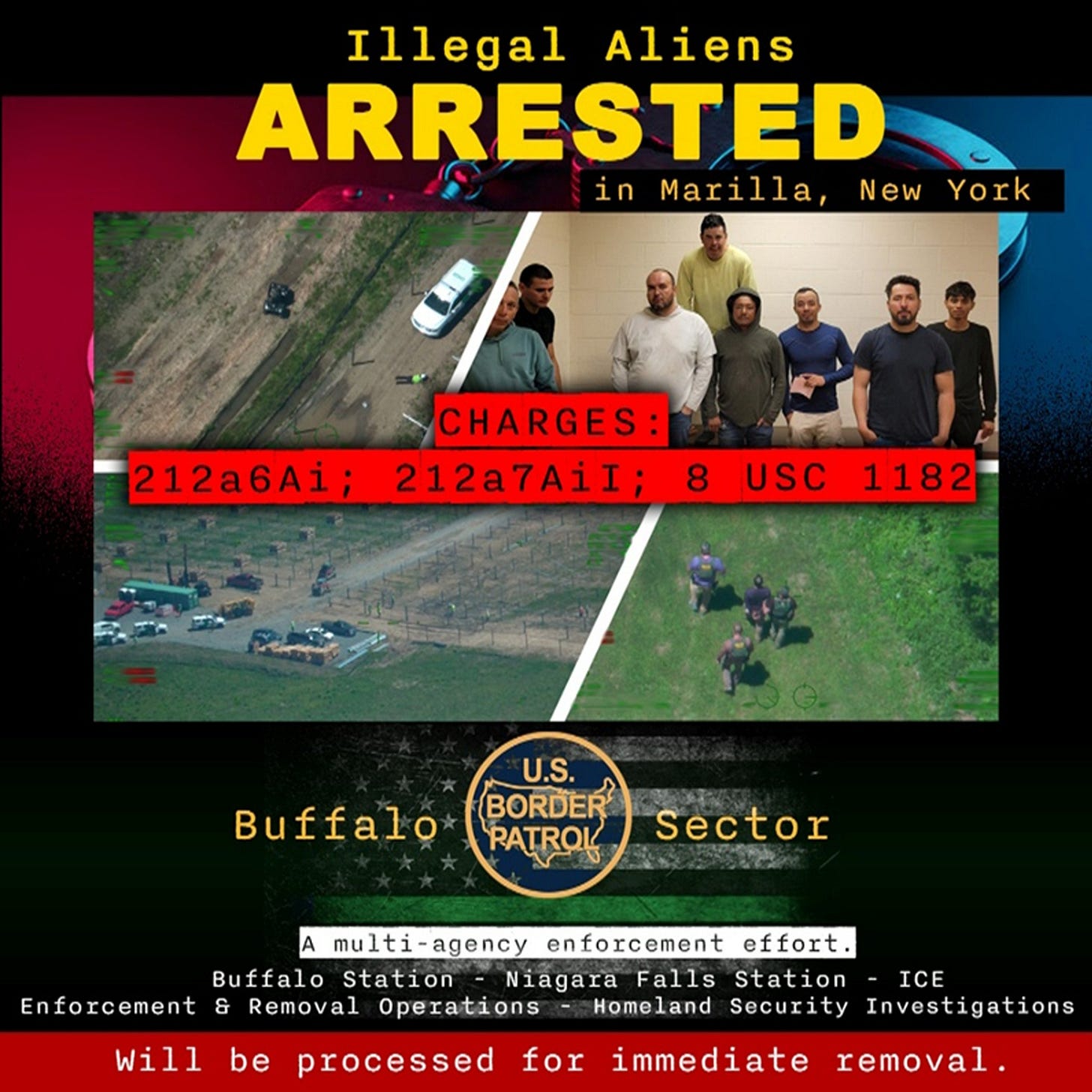 Officers from three different federal agencies arrested 15 illegal aliens near the New York-Ontario border. (US Border Patrol photos & graphic) Officers from three different federal agencies arrested 15 illegal aliens near the New York-Ontario border. (US Border Patrol photos & graphic)
