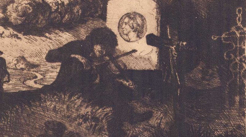Albert Welti - Violinist by a Grave - Village Antiques