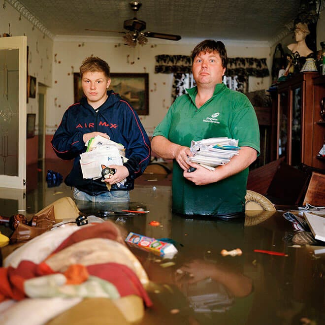 Graham Leith and son Kieran, South Yorkshire, UK, from the series ‘Submerged Portraits’ by Gideon Mendel, June 2007