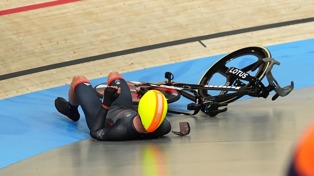 Netherlands disqualified for 'endangering another rider' after Team GB's Ollie  Wood appeared to be HEADBUTTED by Dutch rival and crashed in men's madison  final | Daily Mail Online