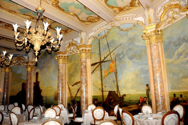 Interior view of the dining room of the Mar-a-Lago estate, Palm Beach, Florida, February 13, 2017.