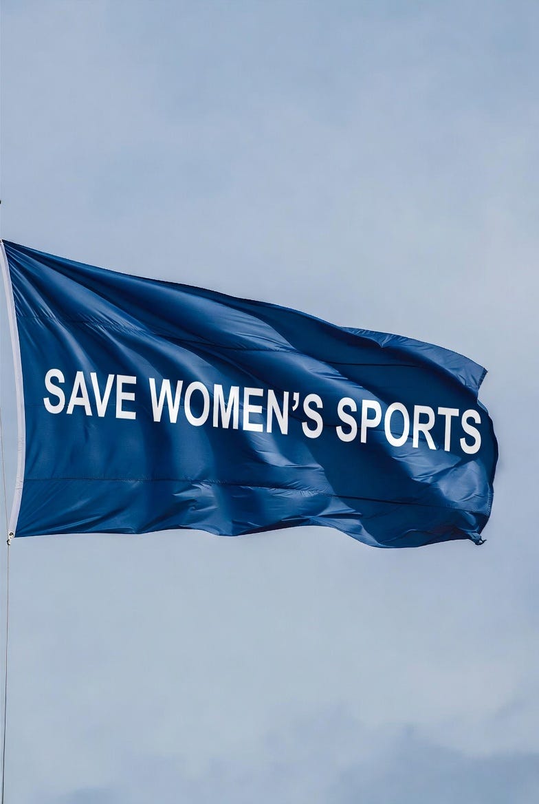 a flag that says save women's sports a flag that says save women's sports