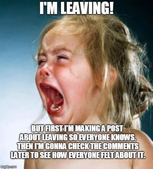 Crying baby, Leaving Facebook meme