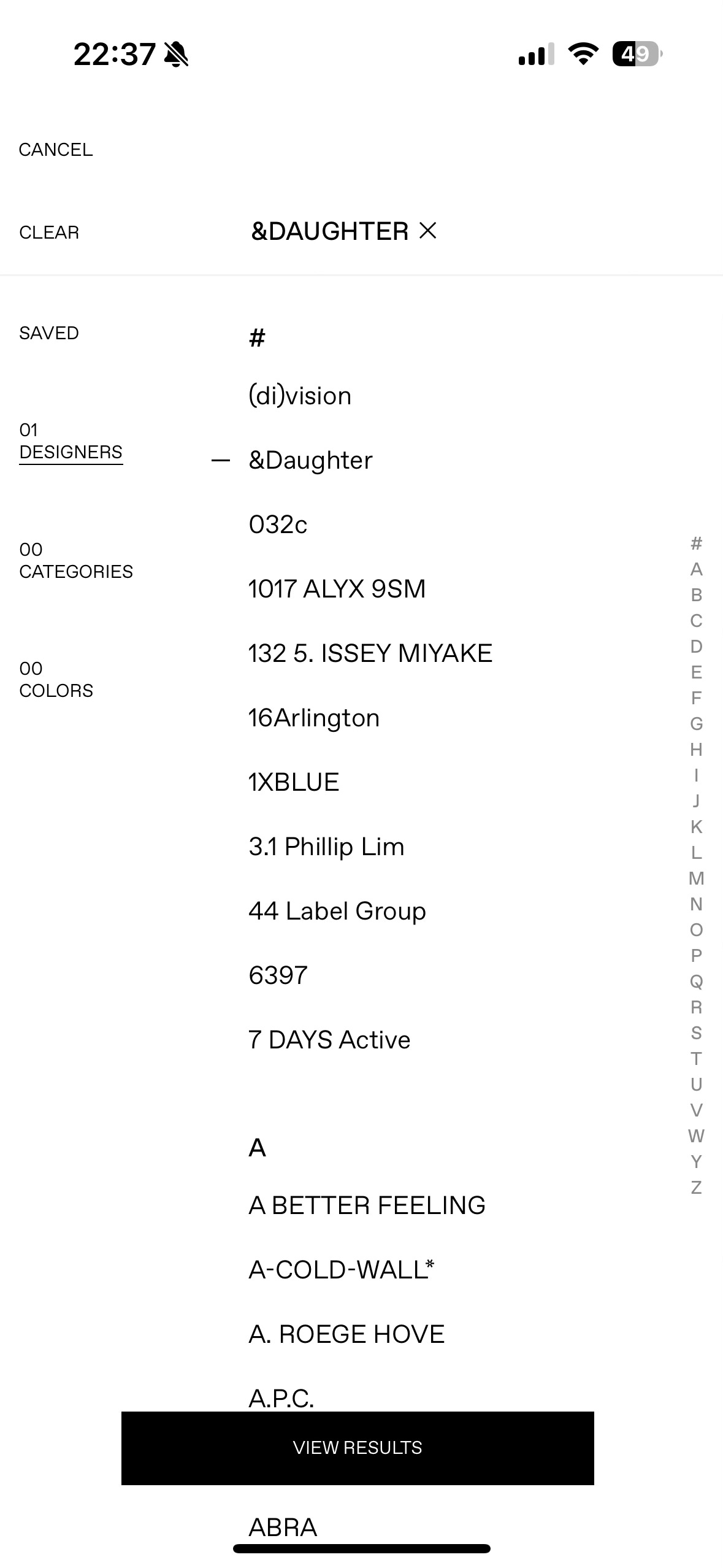ssense app screenshot clothing store