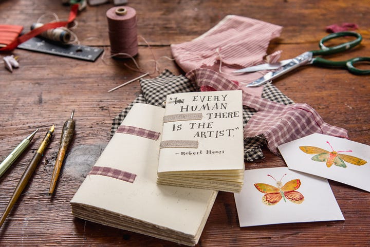Bookbinding Journals Desk Shot Studio