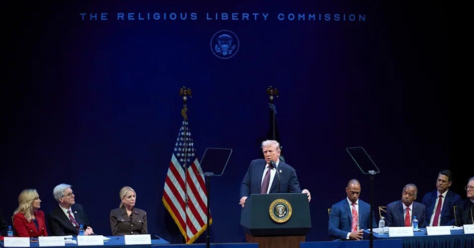 A Trump commission urges 'bridges' between church and state in sweeping draft  report