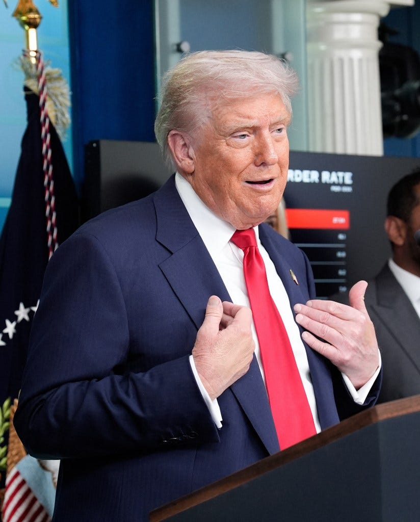 President Trump at a White House press conference.