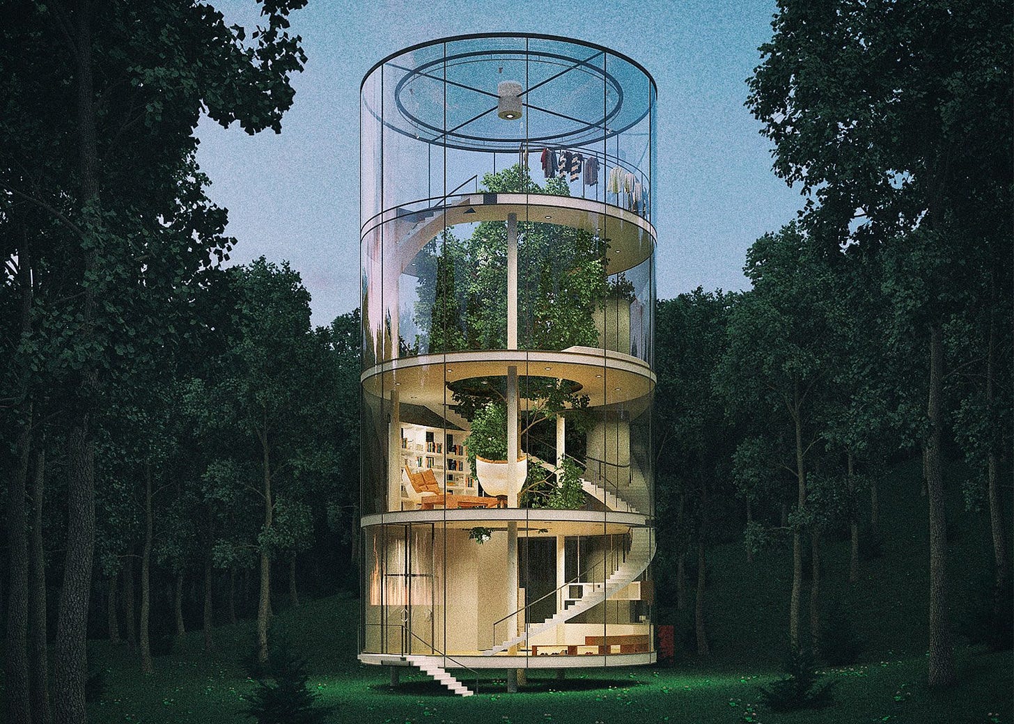 Back to Eden – This Tubular Glass House Wraps Around a Single Tree
