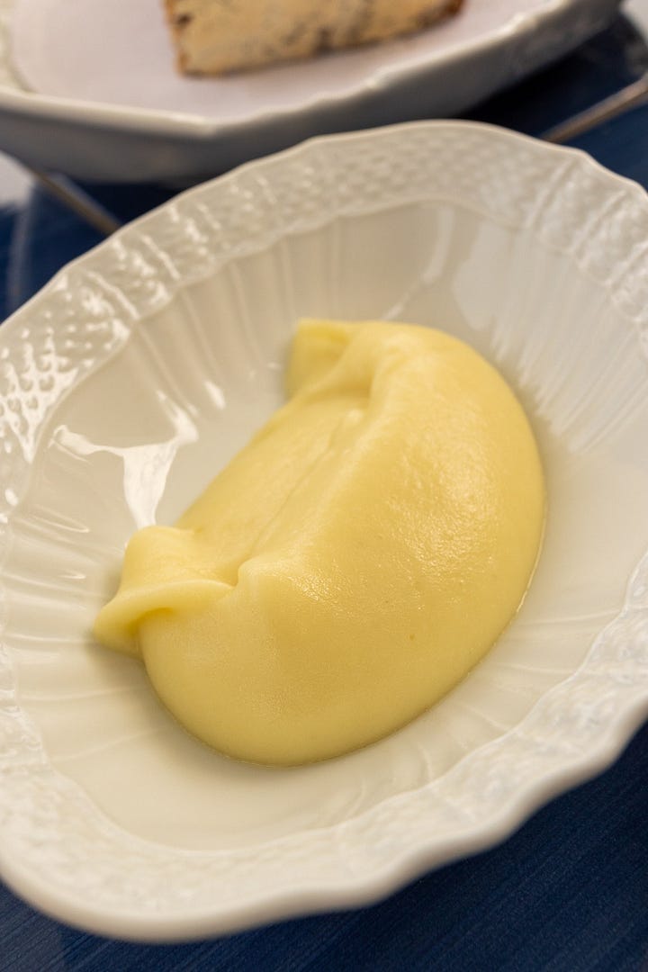 L-R: Beek cheeks and potato ratte; rum baba and zabaglione