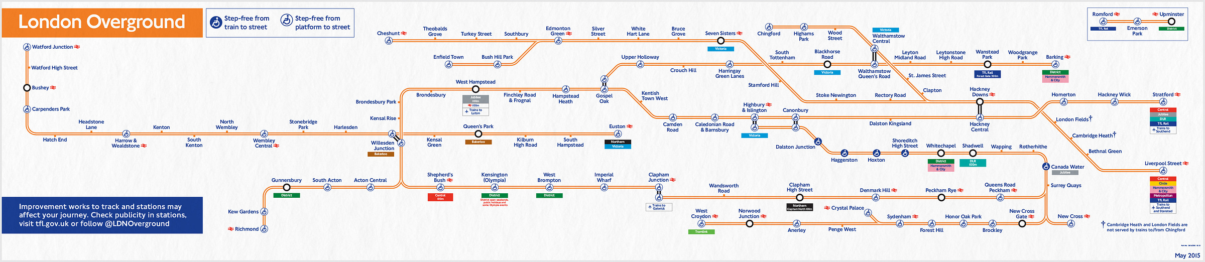 Car line diagram from London Overground dated May 2015 showing services in isolation.