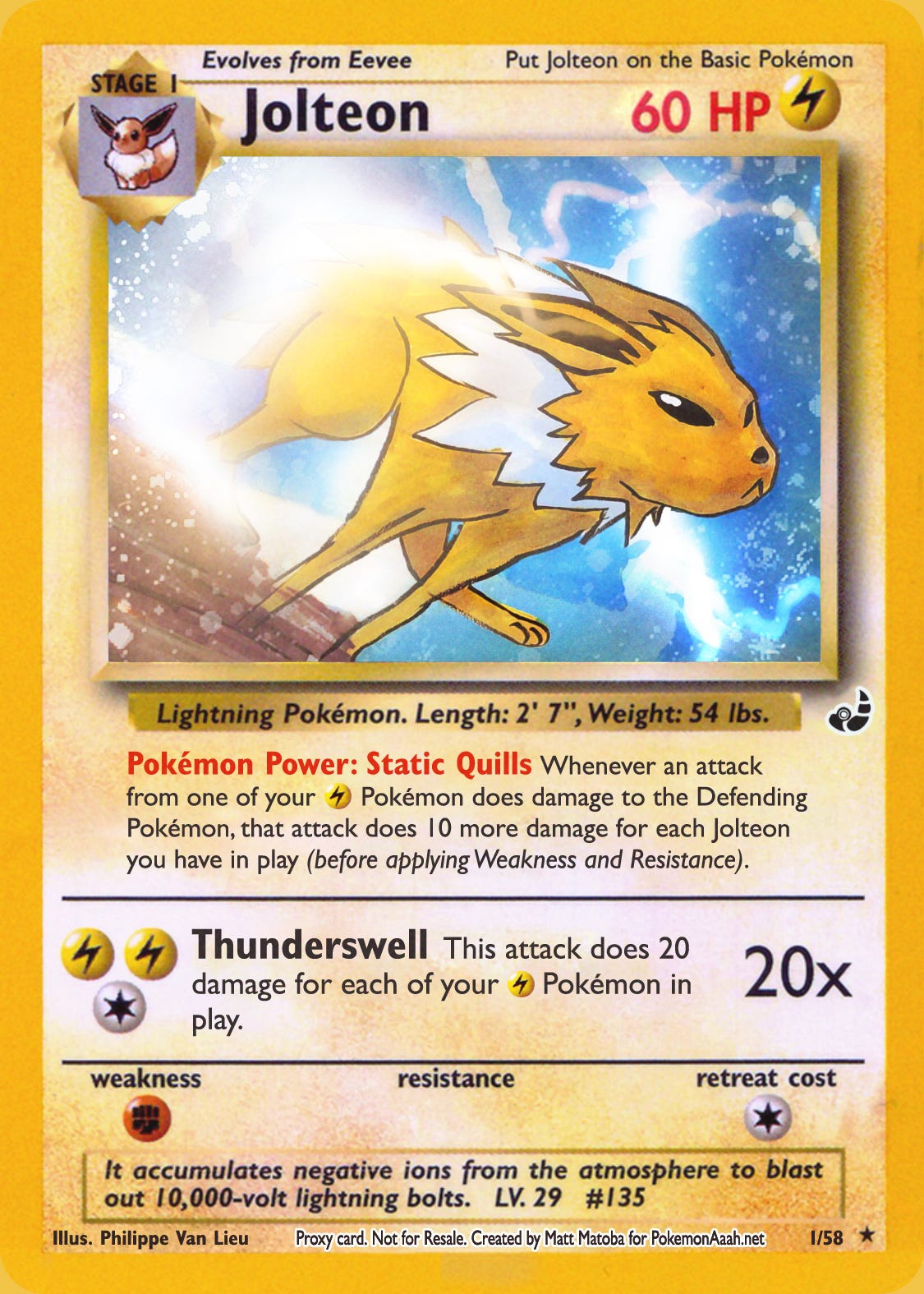 Nick15's vision of a Jolteon Jamboree trading card, if it appeared as part of an official Pokémon TCG set (Credit: Nick15 (art) Matt Matoba (card layout) Nick15's vision of a Jolteon Jamboree trading card, if it appeared as part of an official Pokémon TCG set (Credit: Nick15 (art) Matt Matoba (card layout)