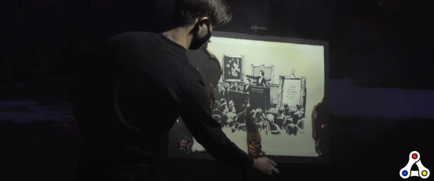original banksy morons burn event