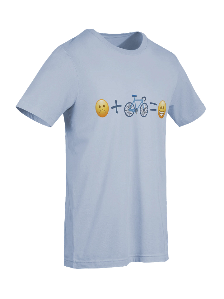 Sometimes the best formula is also the simplest. This tee features a clean graphic equation: a sad emoji plus a bike equals a happy emoji. No overthinking, no deep philosophy, just a straightforward reminder of what cyclists already know. Life feels better after a ride.