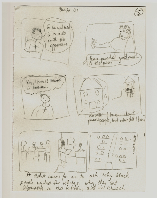 Early sketches of story flow by Rose Vines