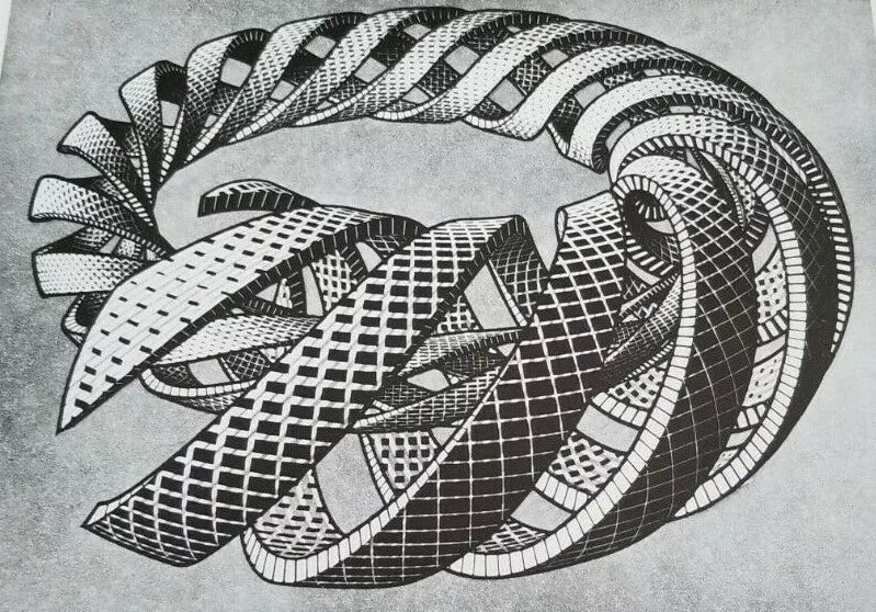 SPIRALS (1953) by M C Escher Tessellation Op Art Print | eBay