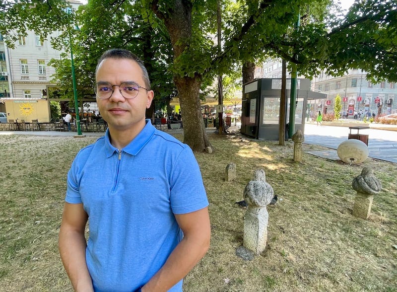 Jasmin Jusufovic, a Bosniak who was eight years old when he survived the Srebrenica genocide, in which Bosnian Serb troops killed his father and all his other closest adult male relatives. Photograph: Daniel McLaughlin