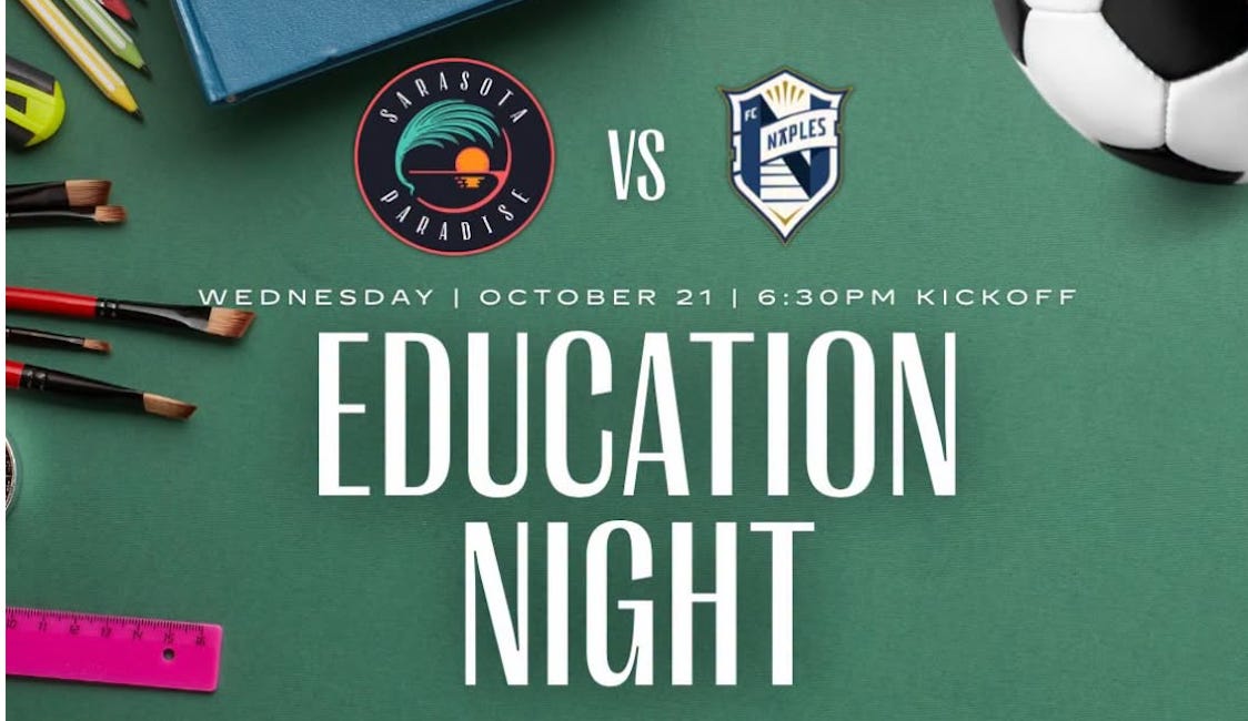 Sarasota Paradise Faces FC Naples in Crucial Playoff Showdown During Education Night October 21