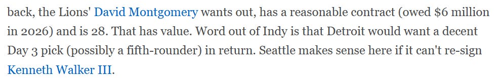 David Montgomery trade report ESPN Jeremy Fowler