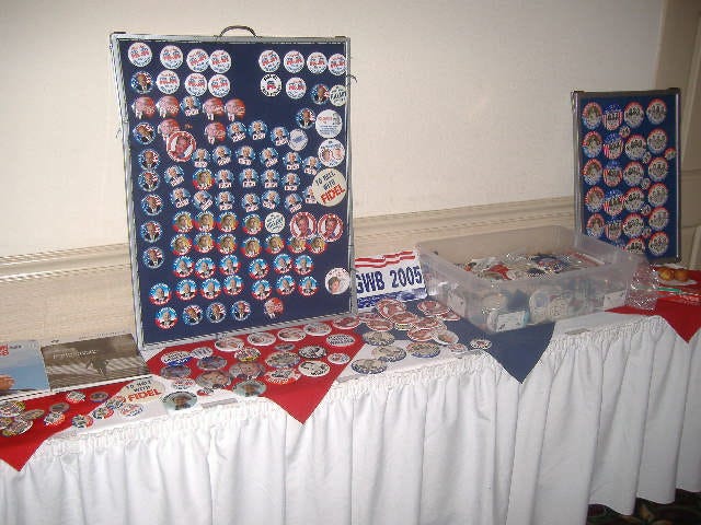 You could get a campaign button, past or present, from this guy. You could get a campaign button, past or present, from this guy.
