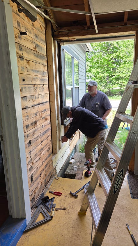 a series of house construction photos. 