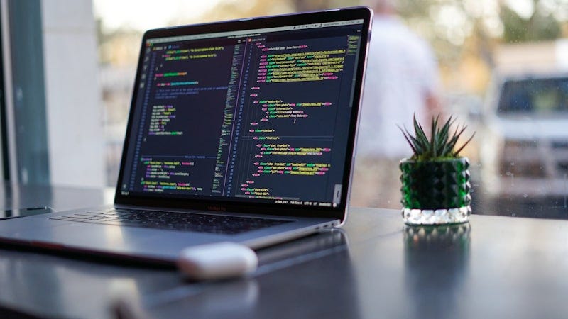 Chief Technology Officer or senior developer reviewing code on a laptop, representing technical leadership Chief Technology Officer or senior developer reviewing code on a laptop, representing technical leadership