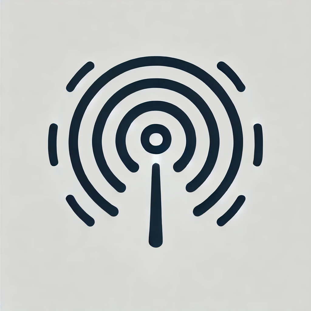 Image of a beacon emitting radio waves in radial circles extending out from the beacon.