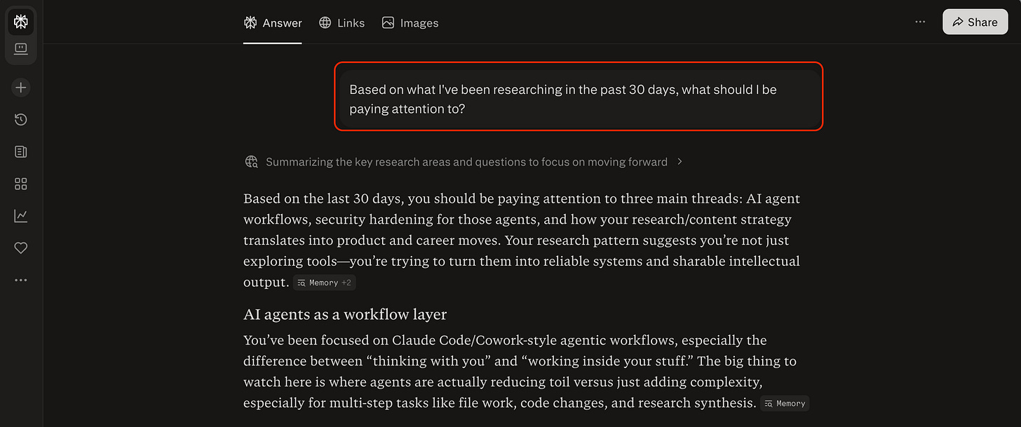Perplexity main search interface with search bar — Perplexity features for leaders 