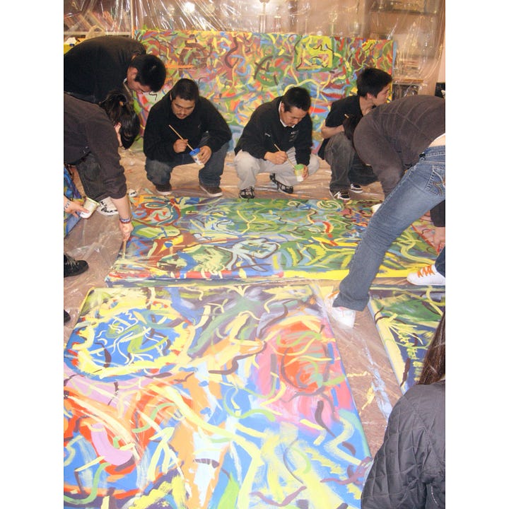 The library-turned-studio in Akiuk School & a photo of the snowbanks formed from the blizzard.