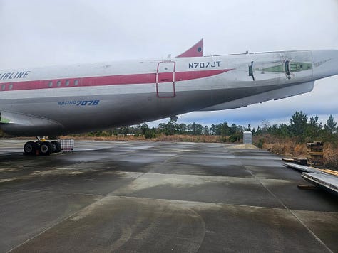 Images of the jet previously owned by Frank Sinatra and John Travolta being prepared to be shipped from the US to Australia. Provided by Worldwide Aircraft Recovery