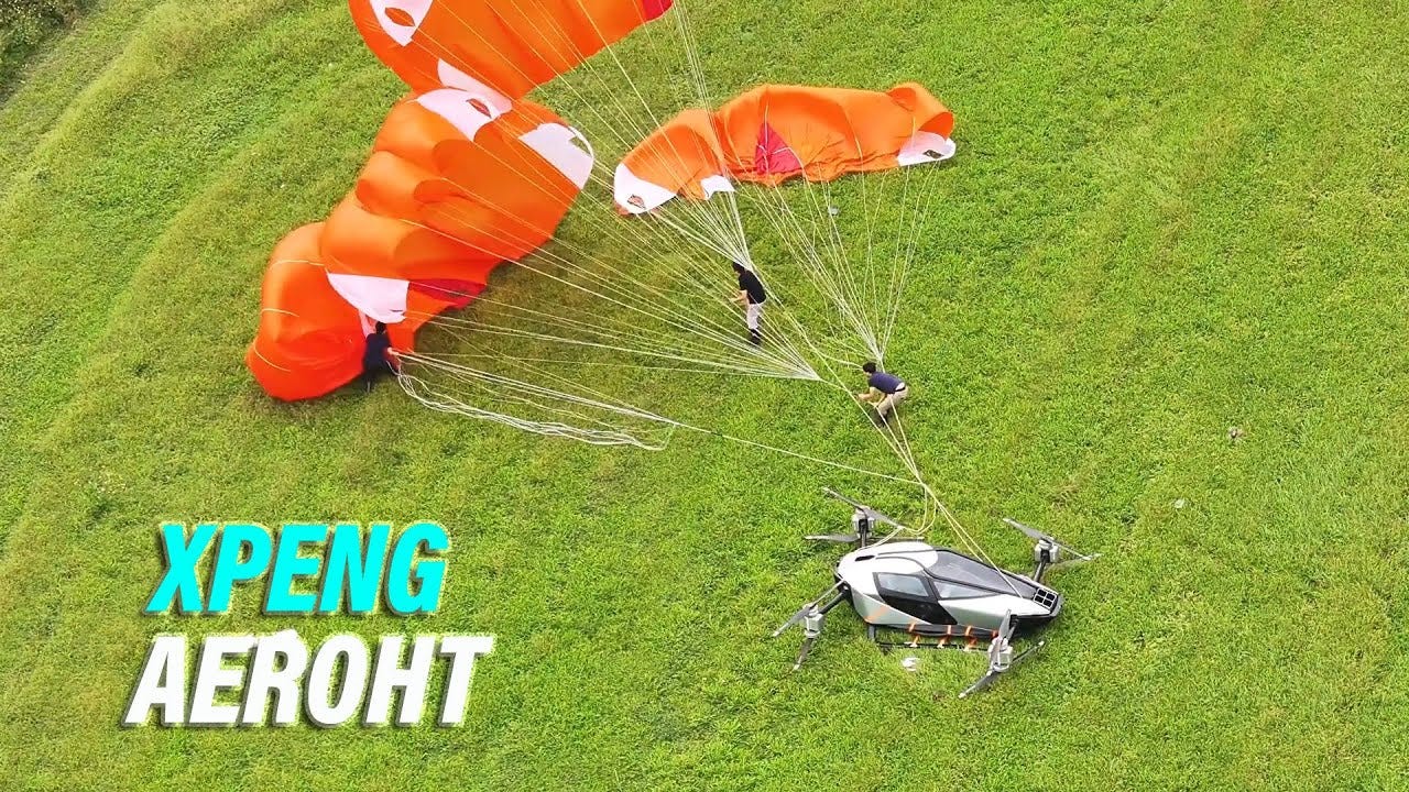 Xpeng AeroHT's Multi-Parachute Rescue System For Flying Cars - YouTube