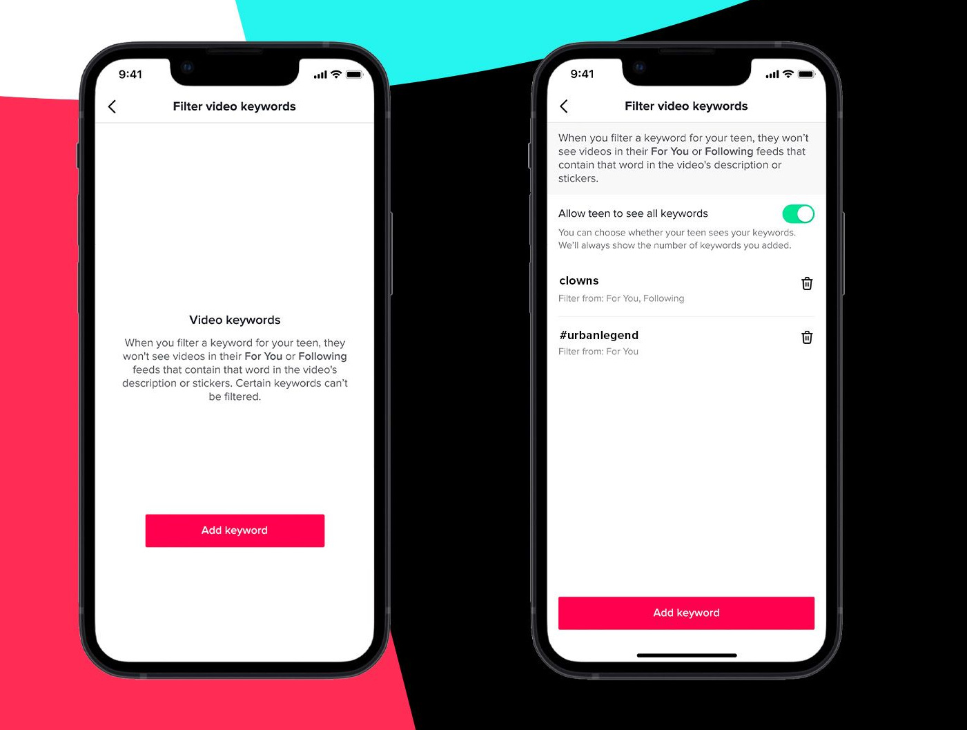 TikTok keyword filtering