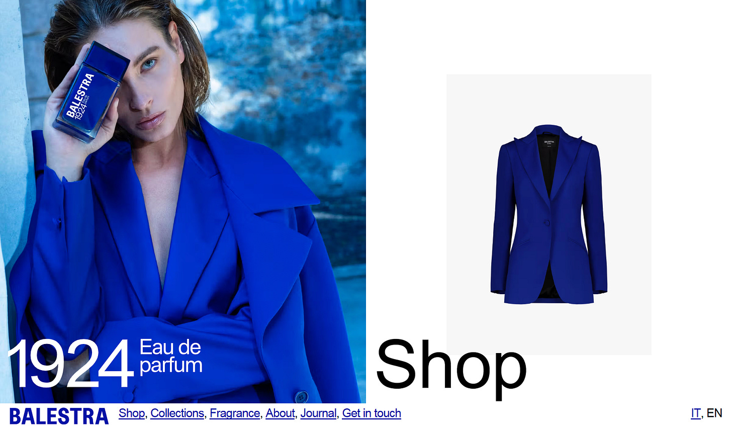 screenshot of the Balestra homepage