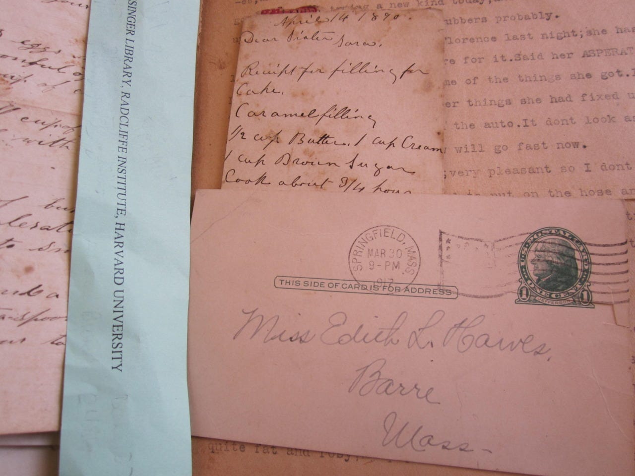 The Rice family recipe archive.
Image property of the Schlesinger Library, Radcliffe Institute, Harvard University.