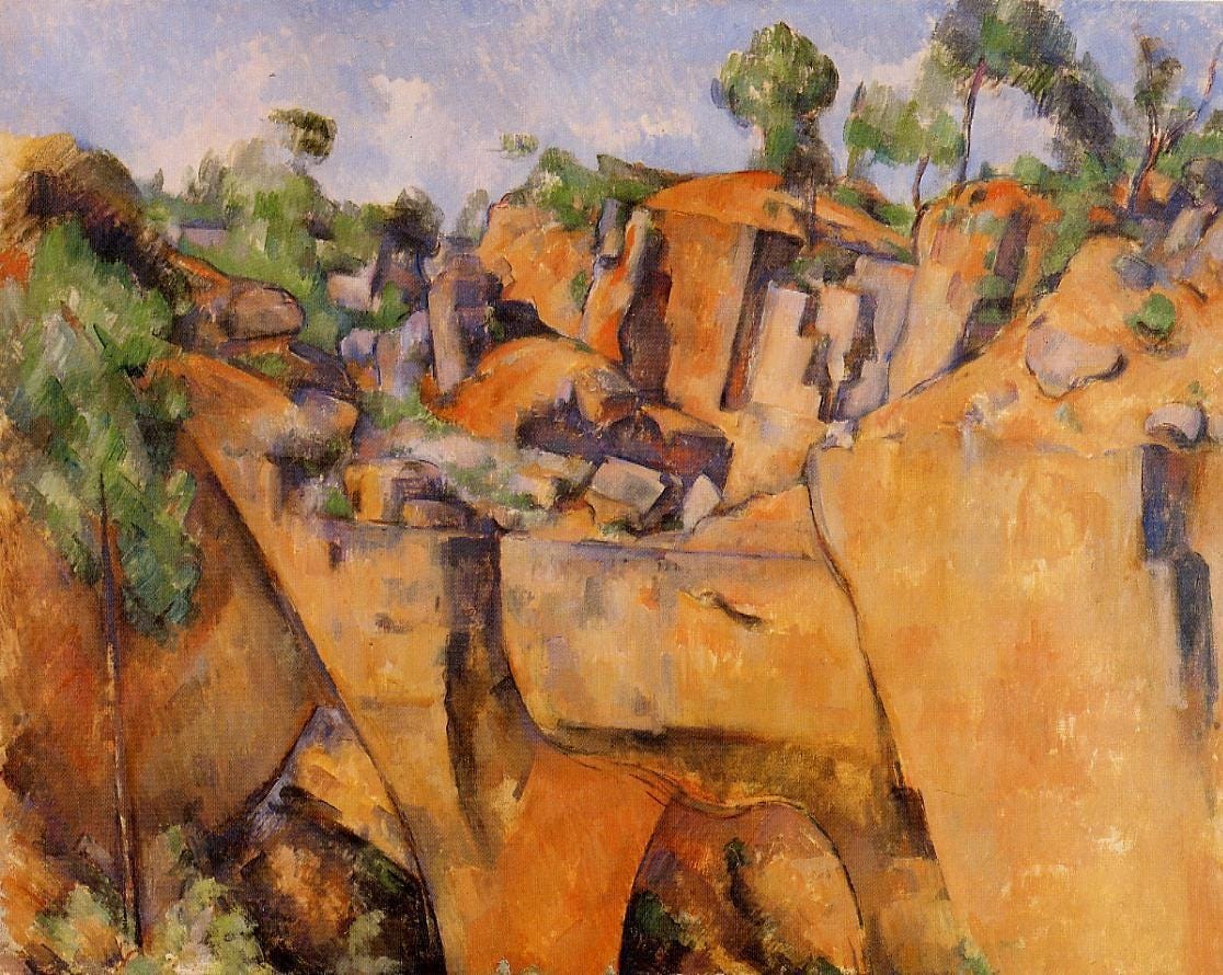 Rocky quarry with orange stone walls