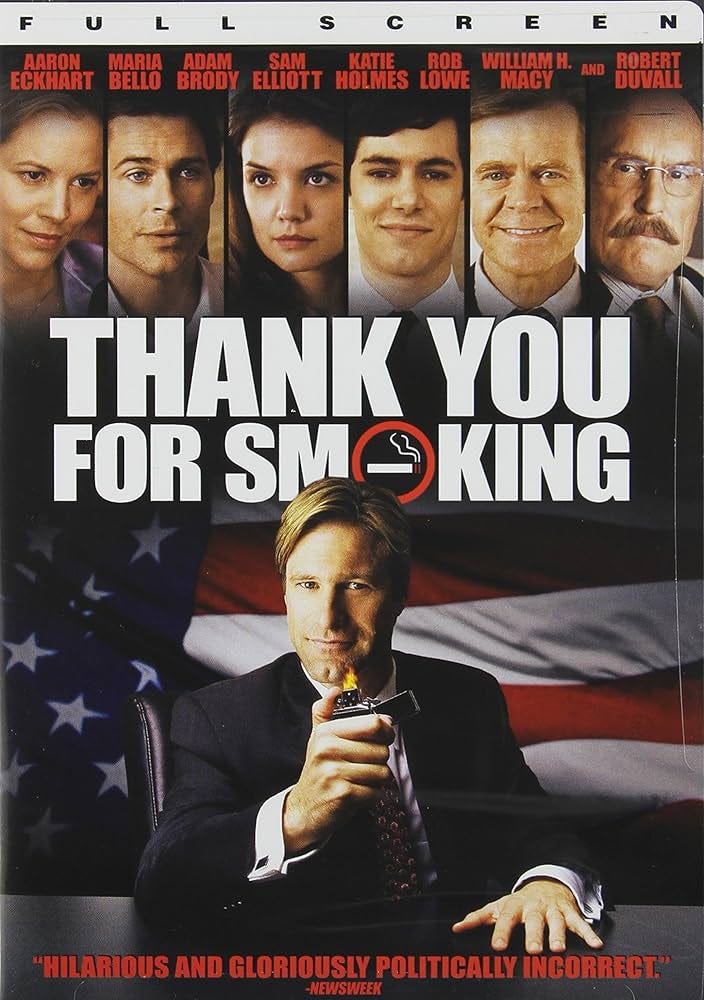 Amazon.com: Thank You for Smoking (Full Screen Edition) [DVD] : Aaron  Eckhart, Cameron Bright, Maria Bello, Joan Lunden, Eric Haberman, Mary Jo  Smith, ...