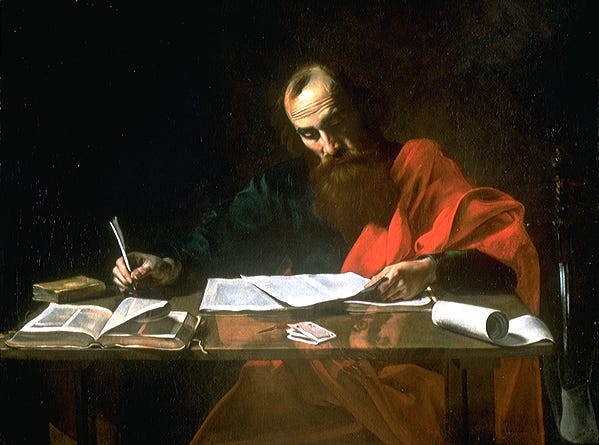 Saint Paul Writing His Epistles by Valentin de Boulogne - 1618-1620
