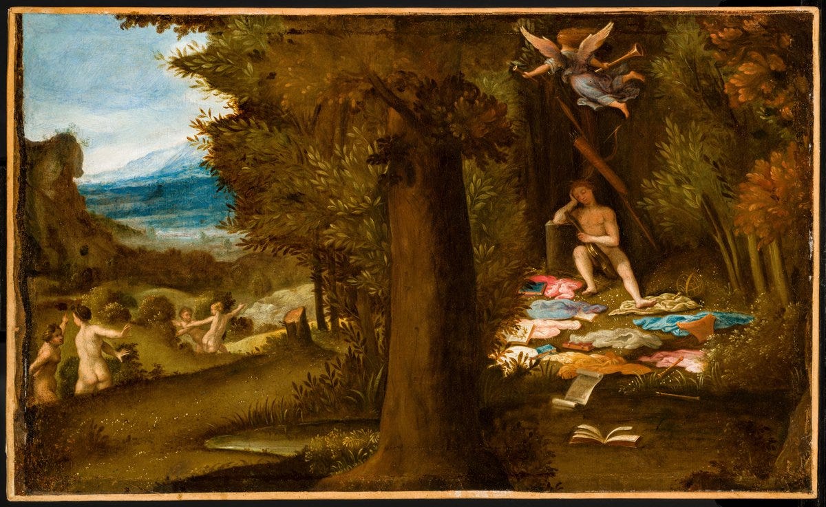 Sleeping Apollo with the Muses Dispersing and Fame Fleeing ...