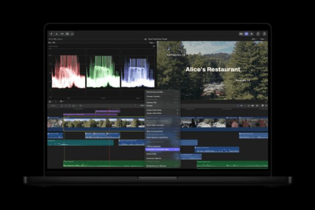 Final Cut Pro introduces more keyframe easing options for finer animation control, the ability to disconnect clips from the primary storyline to place them anywhere on the timeline, and 23 new transcription languages.