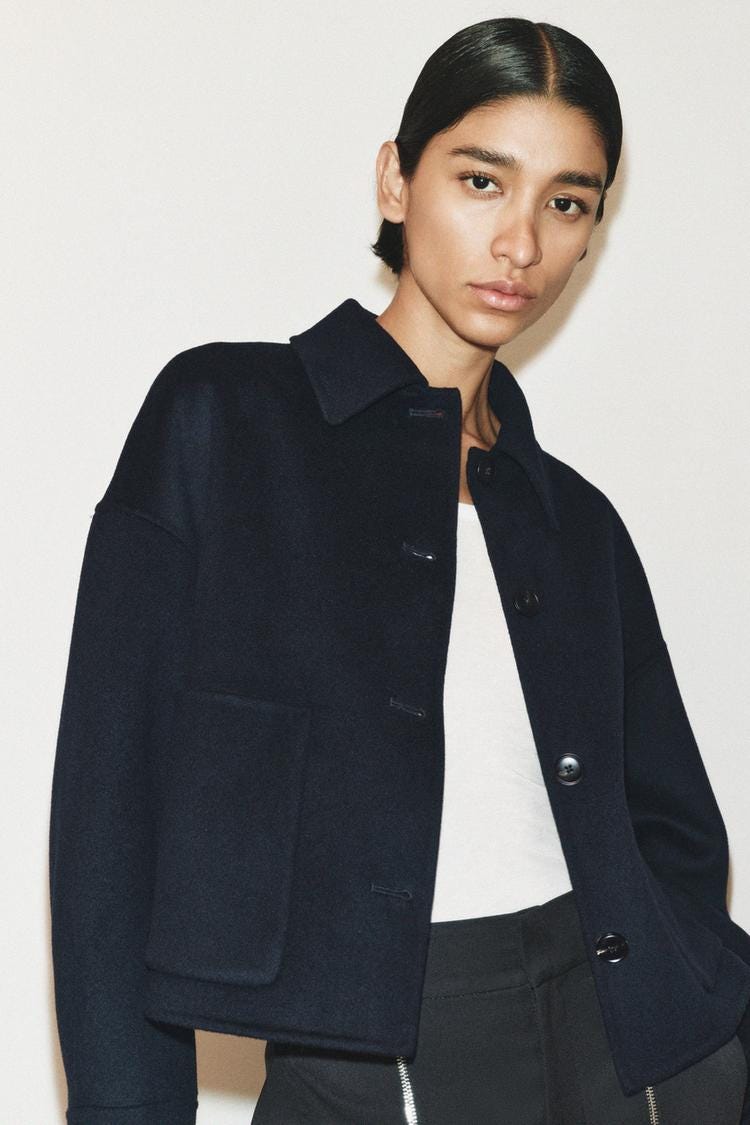 Zara DOUBLE FACED WOOL BLEND JACKET ZW COLLECTION - Navy blue - Image 1
