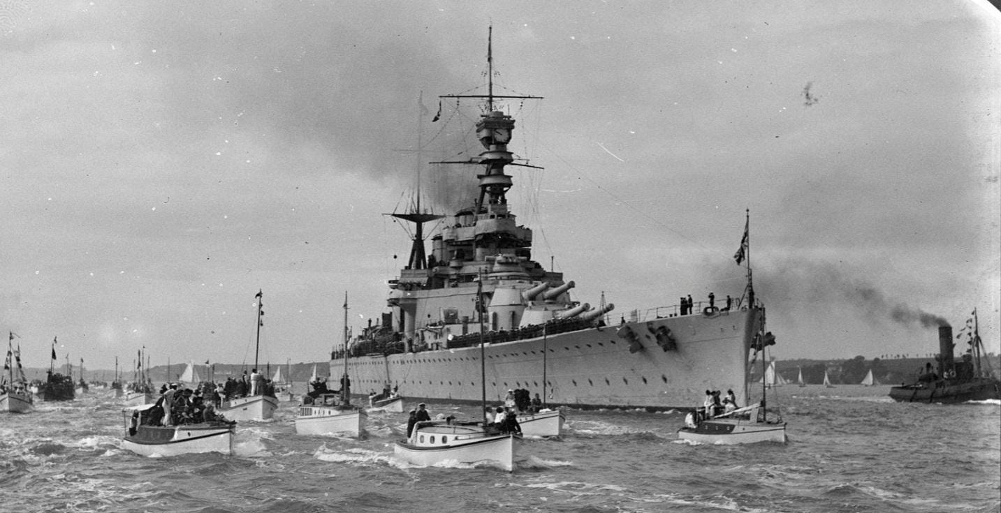 The grand welcome for battlecruiser HMS Renown by the citizens of Auckland, New Zealand, on April 29, 1920.
