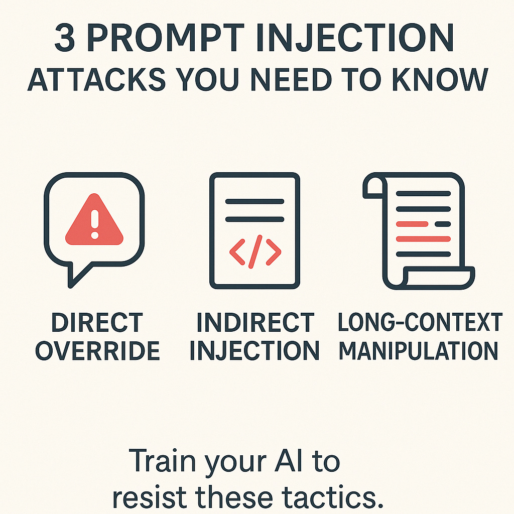 3 different types of prompt injection.