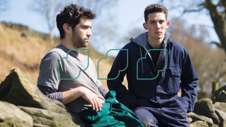 Alec Secăreanu and Josh O'Connor in God's Own Country, LGBTQ+ Films with Happy Endings