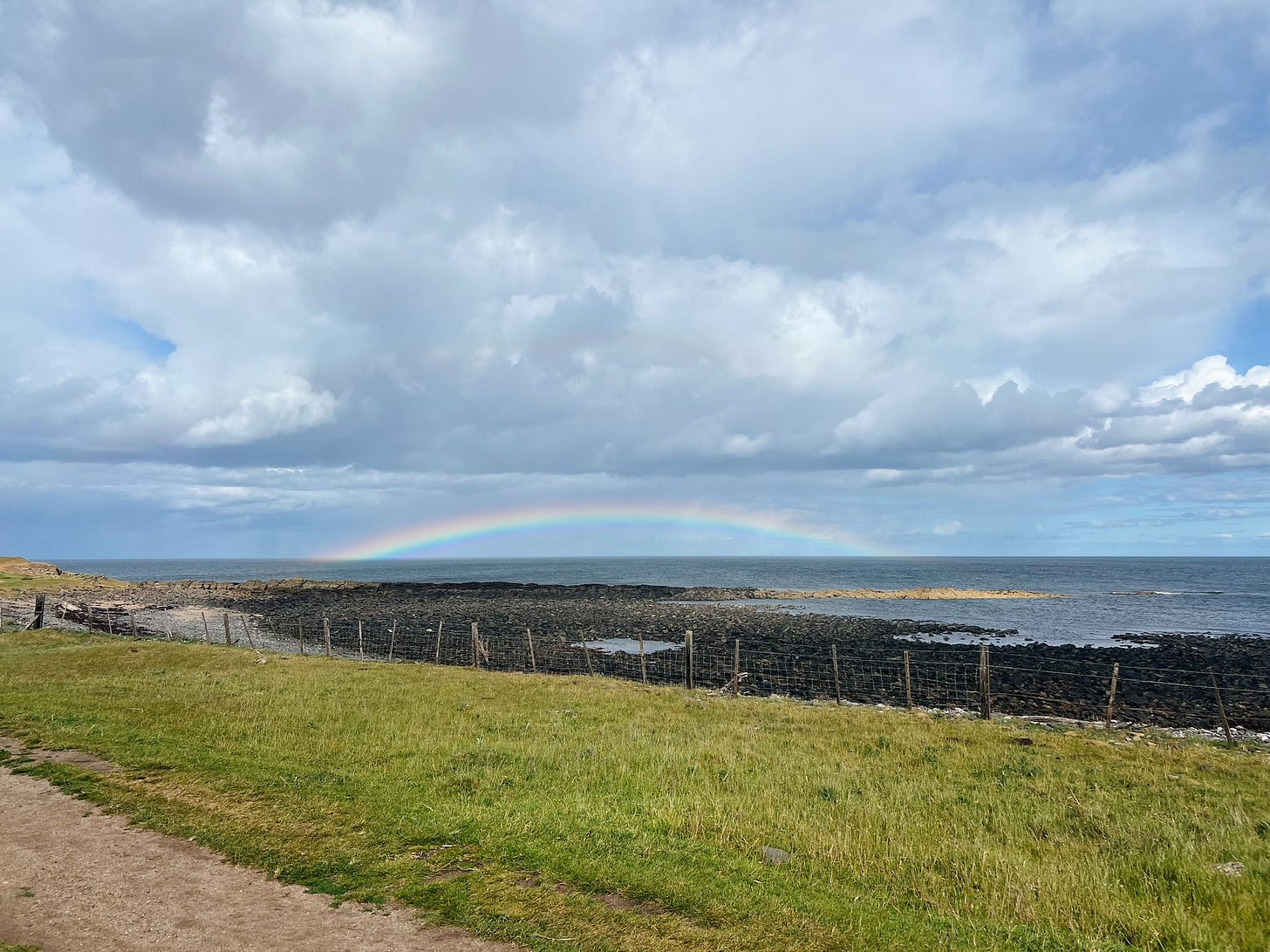 A rainbow over the North Sea in Northumberland