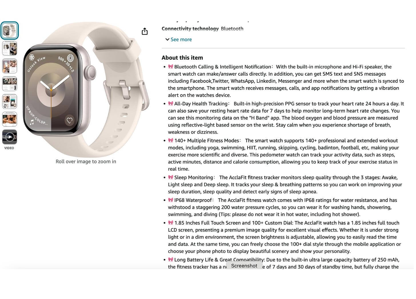 Part of a product desc page from Amazon.
