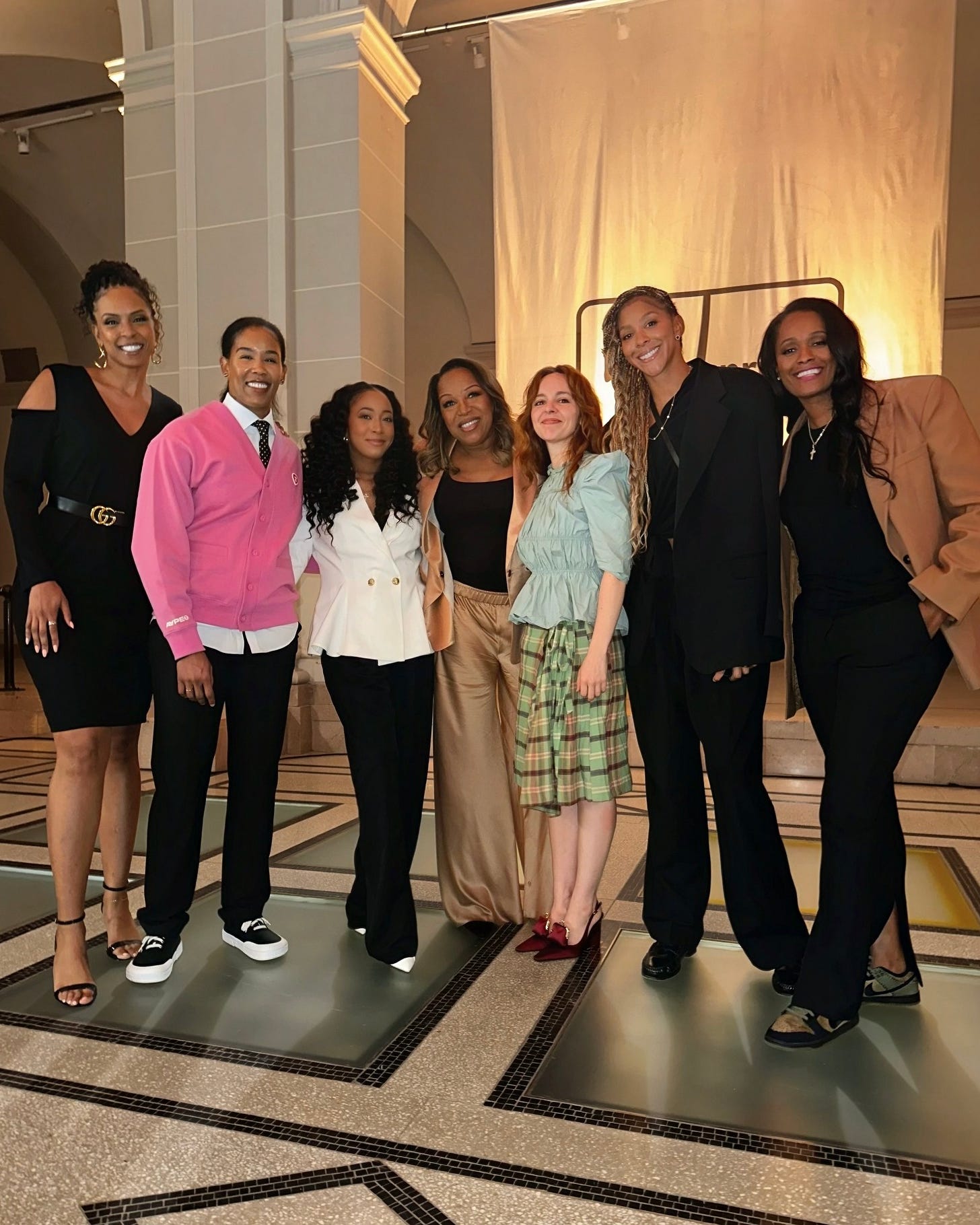 Group photo of WNBA media and broadcast talent at the WNBA on Prime Video 30th anniversary celebration inside Brooklyn Museum Group photo of WNBA media and broadcast talent at the WNBA on Prime Video 30th anniversary celebration inside Brooklyn Museum