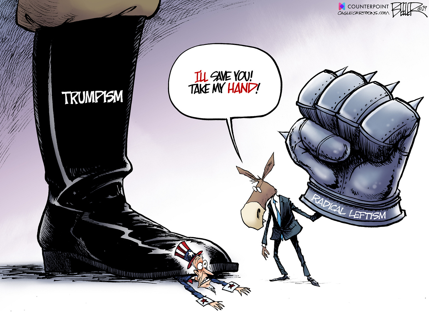 Political Cartoon U.S. Radical Left Democrats Rescue US Trumpism | The Week