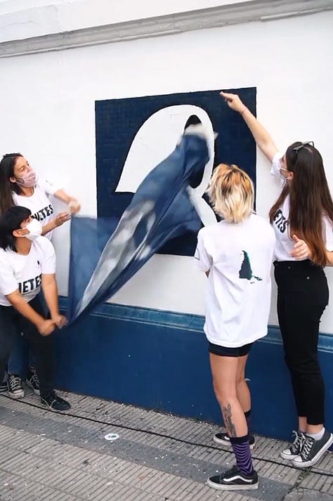 Memoria, verdad y justicia: mural del pañuelo de las Madres de Plaza de Mayo, Gimnasia es Pueblo, Estadio Juan Carmelo Zerillo, La Plata, March 22, 2022