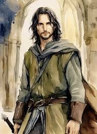 Lexica - Young Aragorn without a beard from LOTR with grey clothes in  vagabond manga drawing art style, watercolor, with Rivendel at the  background