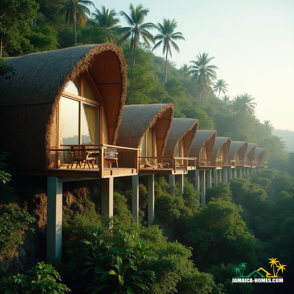 Bamboo home on hill in Jamaica