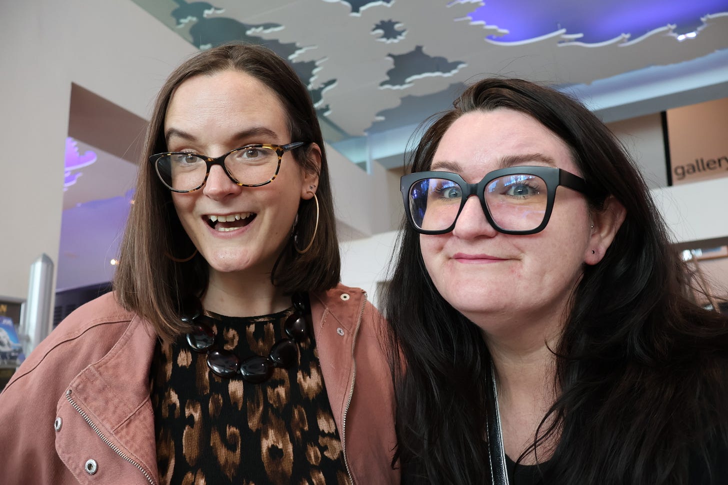 Mel Barfield Bonnie Harrington, both white women with dark hair and glasses